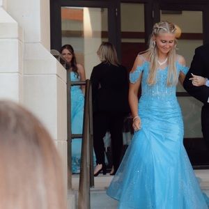baby blue let's prom dress